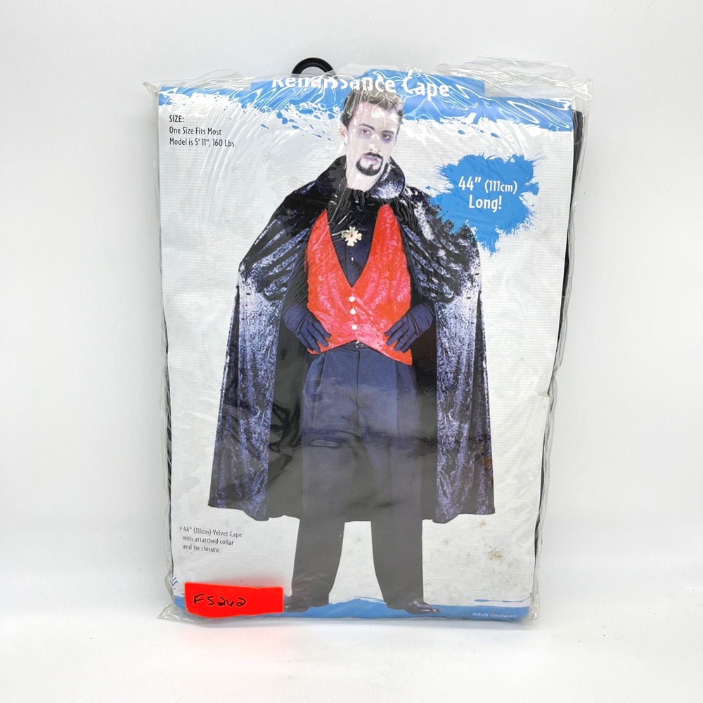 Fun World Renaissance Cape Adult 44in Black Crushed Velvet Vampire Costume 1497